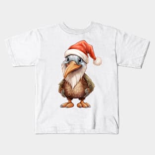 Brown Pelican in Santa Hat Kids T-Shirt